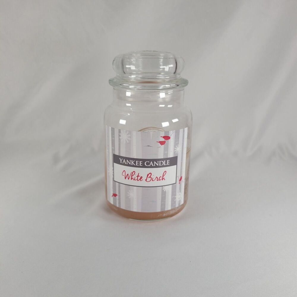 Yankee Candle White Birch 22 Oz Large Glass Jar Single Wick Rare Christmas Used
